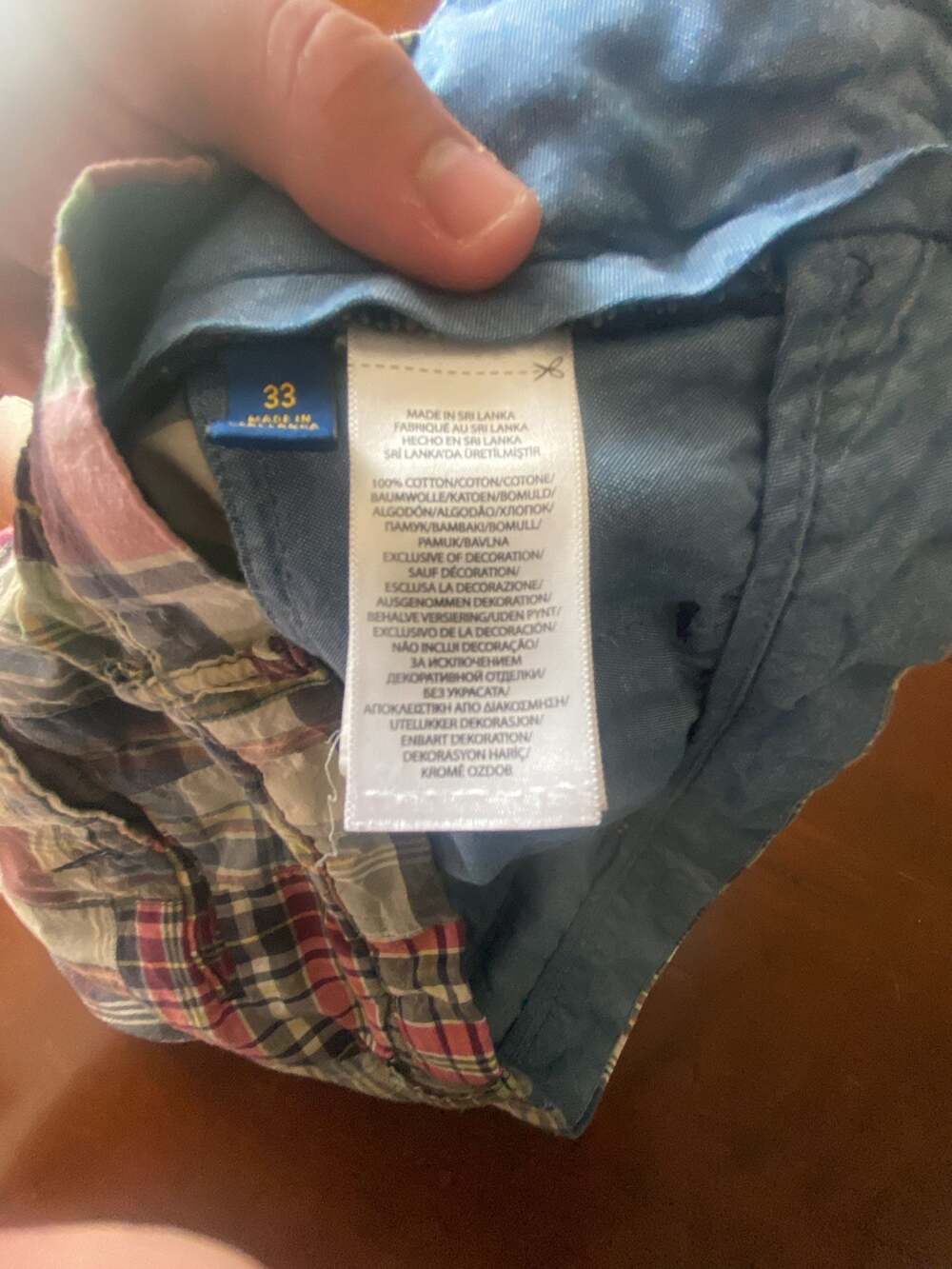 Polo Ralph Lauren Classic Fit Multicolor Patchwork Plaid Cotton Shorts Size 33 - Picture 5 of 7